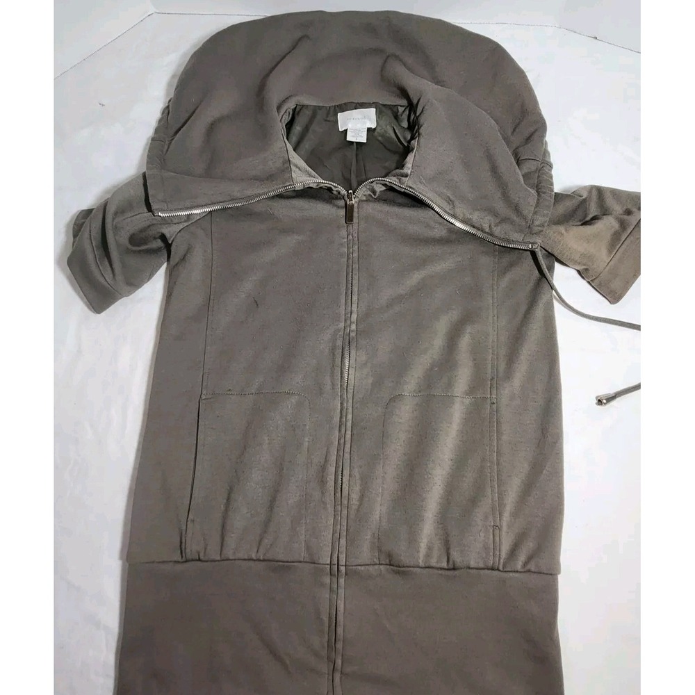 Re:sound Full Zip Hooded Sweatshirt Dress Oversized Drawstring Hood Size‎ S Gray
